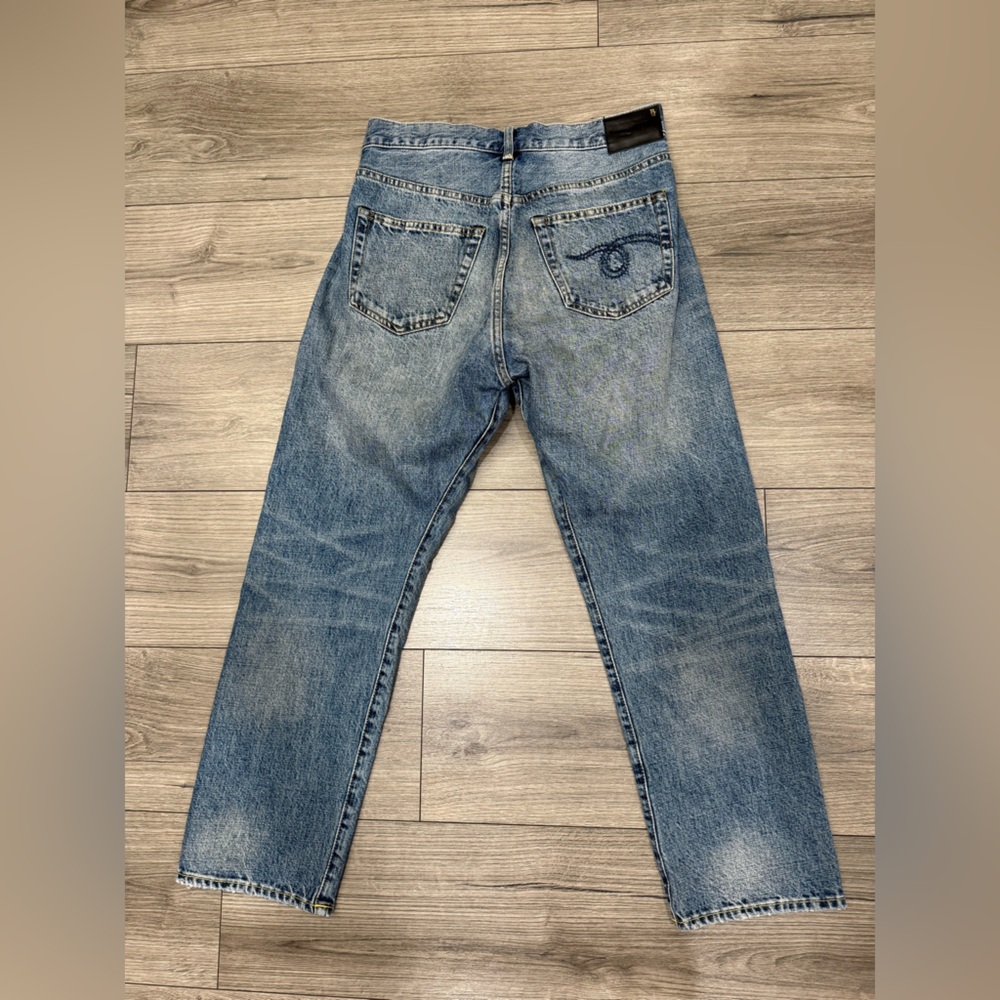 R13 Women's Straight Leg Distressed Jeans in Light Blue Wash - Picture 14 of 14